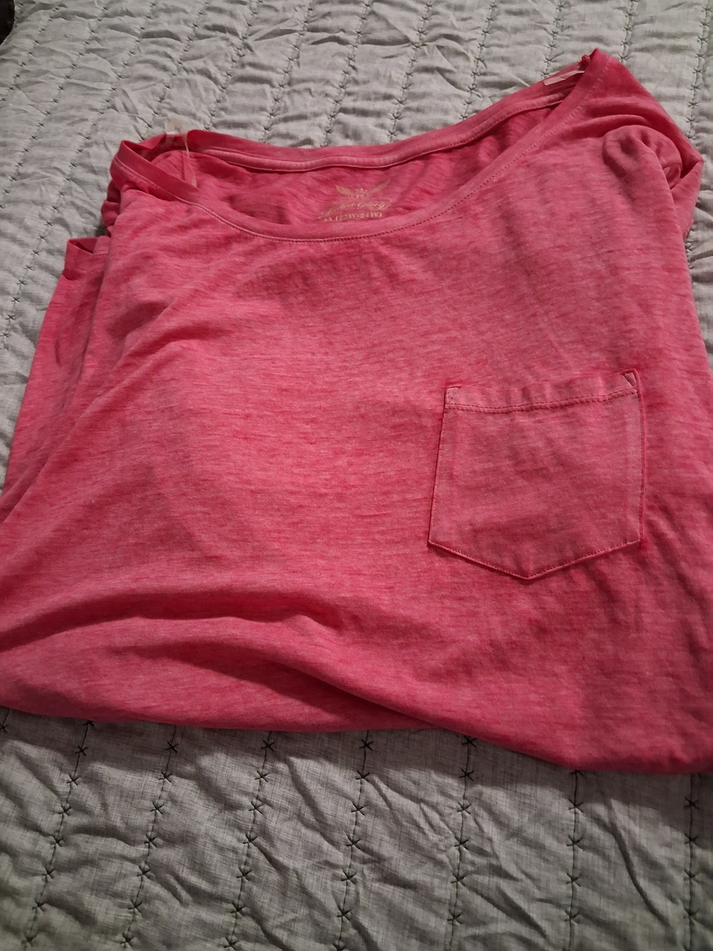 Faded Glory Heathered Pink Short Sleeve Pocket Tee